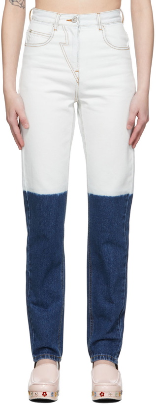 Photo: Pushbutton Off-White & Blue Dip Dye Jeans