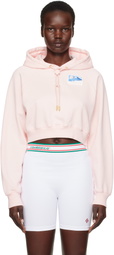 Casablanca Pink Greek Temple Rubber Patch Crop Hoodie