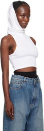 ALAÏA White Crop Hooded Tank Top