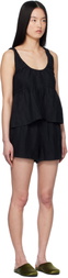 Deiji Studios Black Gathered Linen Pyjama Set