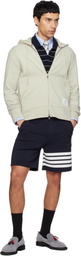 Thom Browne Beige Loopback Jersey 4-Bar Zip Up Hoodie