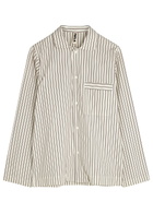 Tekla Unisex Striped Poplin Pyjama top White