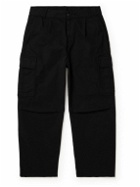 Carhartt WIP - Cole Wide-Leg Pleated Garment-Dyed Cotton-Twill Cargo Trousers - Black