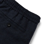 Mr P. - Wide-Leg Virgin Wool-Blend Bouclé Drawstring Trousers - Men - Navy