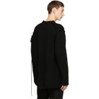 Yohji Yamamoto Black Leather String Crewneck Sweater