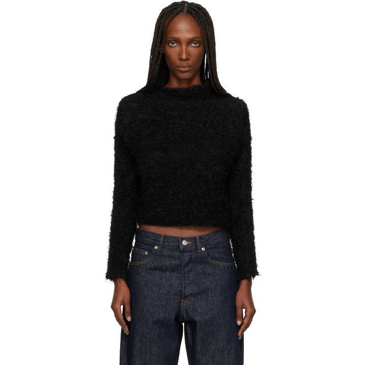Photo: ISSEY MIYAKE Black Shifted Fuzzy Pleats Sweater