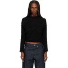 ISSEY MIYAKE Black Shifted Fuzzy Pleats Sweater