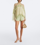 De La Vali Elia lace-trimmed crêpe de chine shorts
