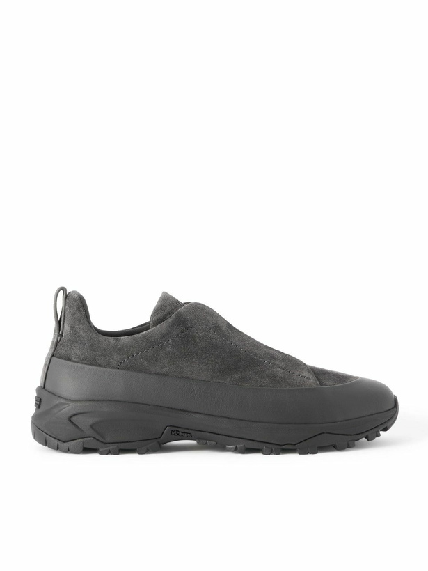 Photo: Zegna - Triple Stitch™ Monte Rubber-Trimmed Suede Slip-On Sneakers - Gray