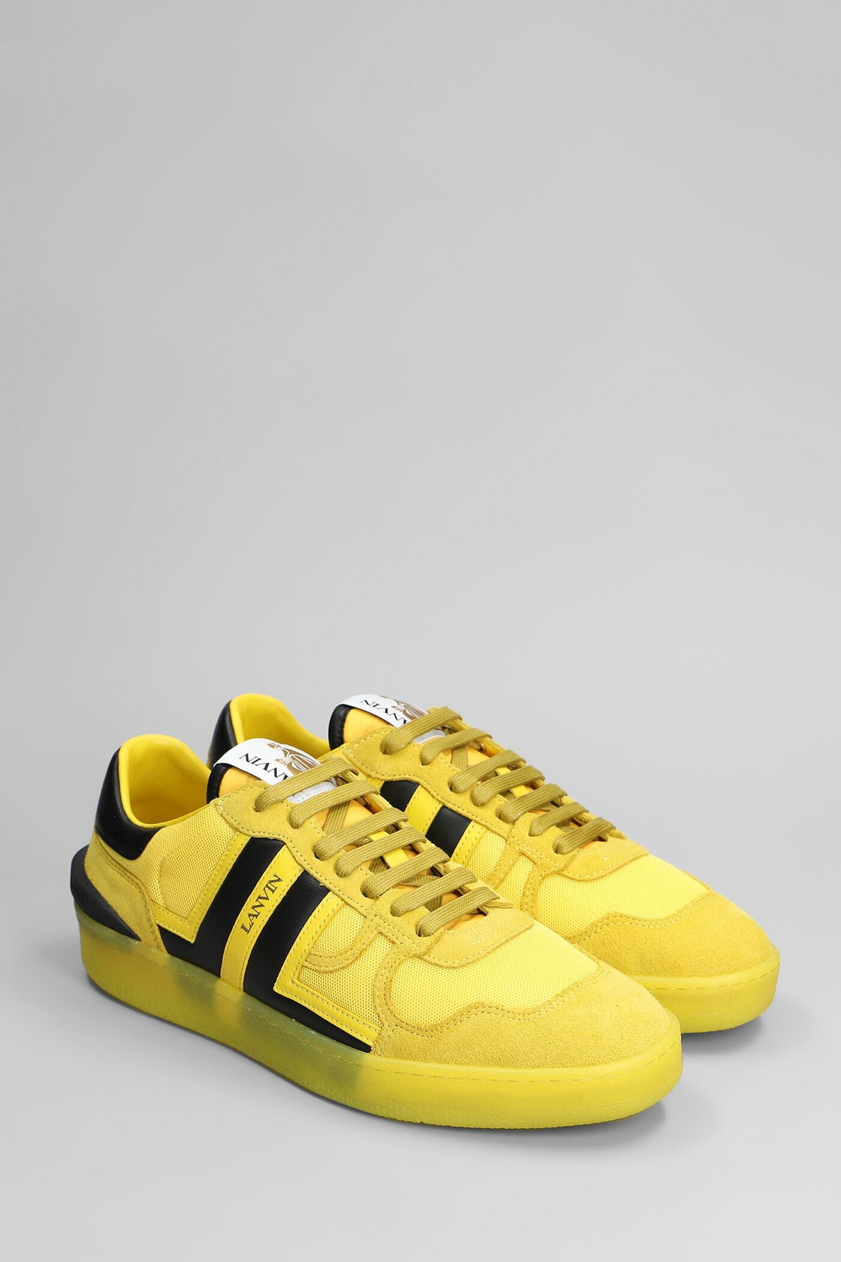 Lanvin Clay Sneakers In Yellow Suede And Fabric Lanvin