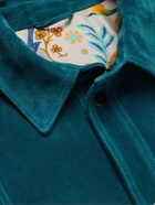 Etro - Embroidered Suede Trucker Jacket - Blue