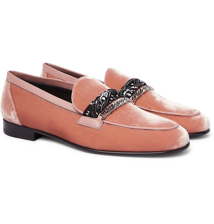 Photo: AMIRI - Embellished Leather-Trimmed Cotton-Velvet Loafers - Pink