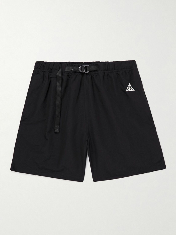 Photo: Nike - ACG Straight-Leg Logo-Embroidered Belted Nylon Shorts - Black