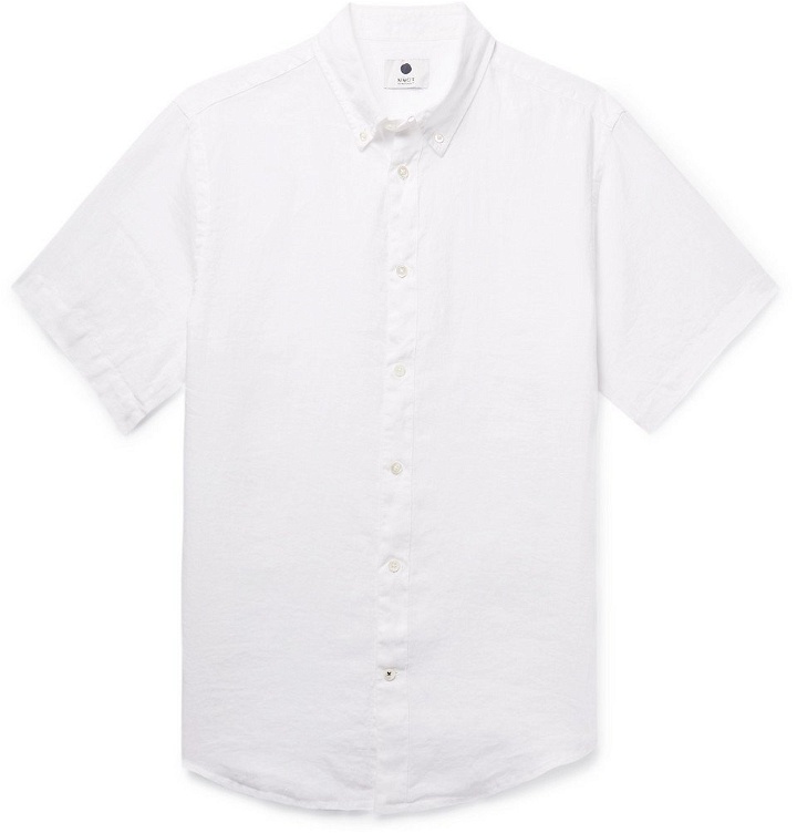Photo: NN07 - New Derek Button-Down Collar Garment-Dyed Linen Shirt - White