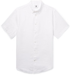 NN07 - New Derek Button-Down Collar Garment-Dyed Linen Shirt - White