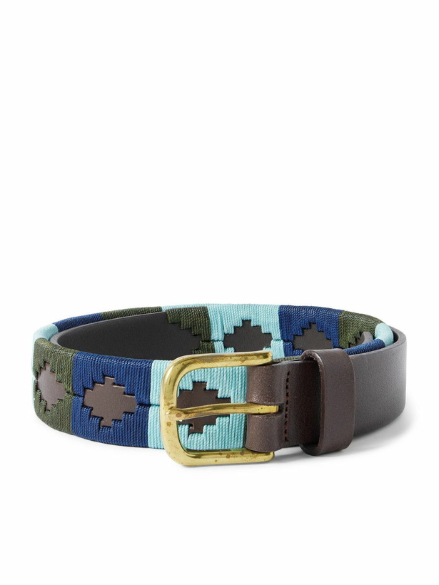Photo: Sid Mashburn - 3cm Embroidered Leather Belt - Blue