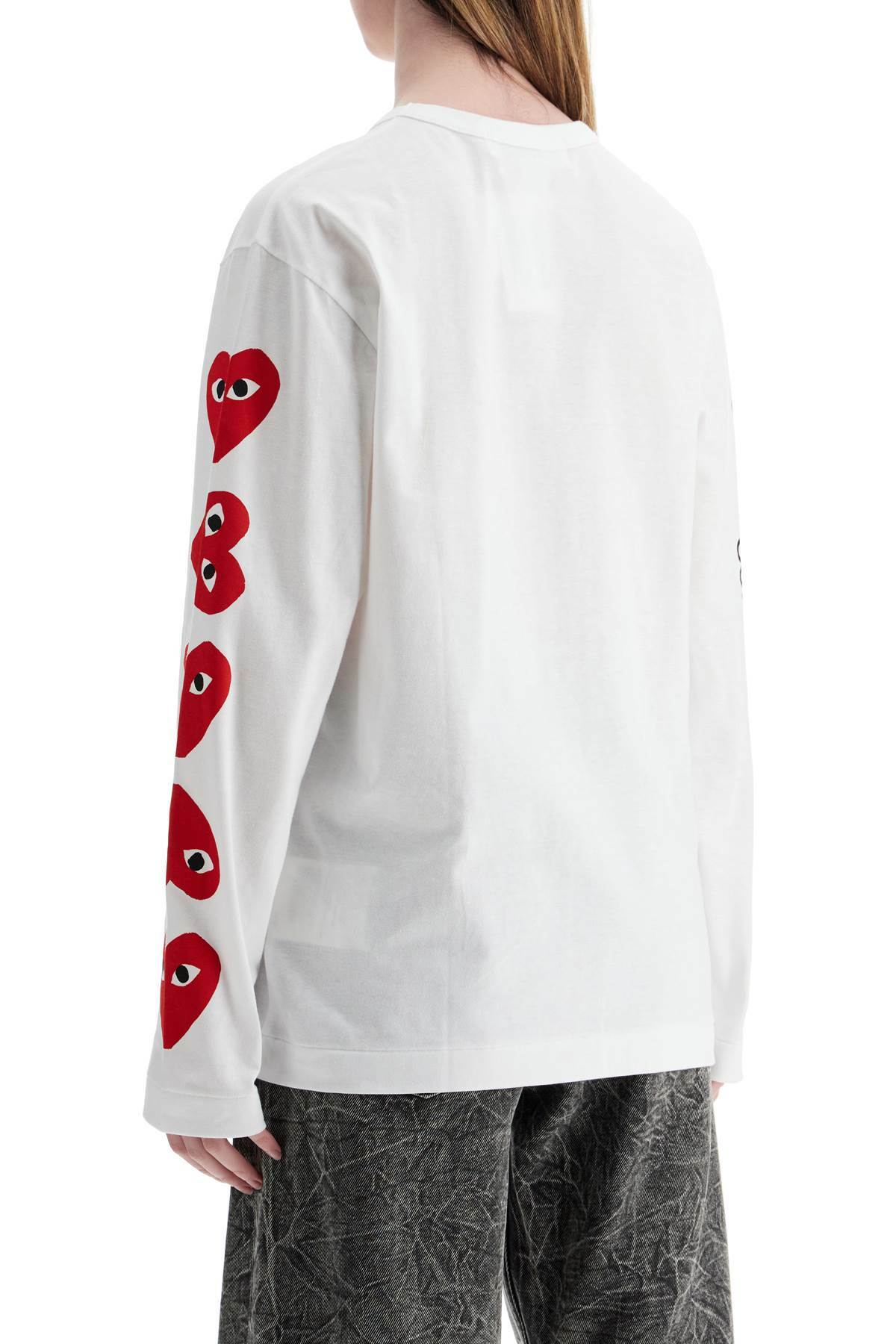 COMME DES GARCONS PLAY unisex t-shirt in white cotton with heart logo print White