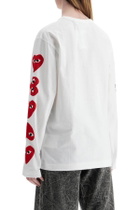 COMME DES GARCONS PLAY unisex t-shirt in white cotton with heart logo print White