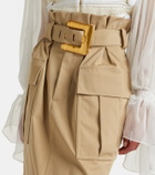 Balmain Belted cotton gabardine midi skirt