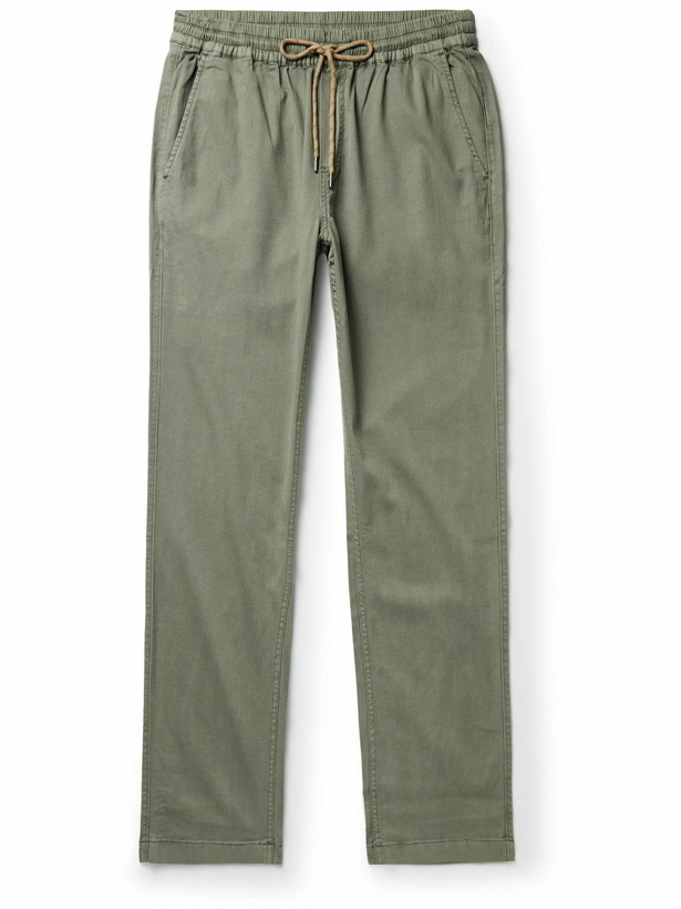 Photo: Faherty - Essential Tapered Twill Drawstring Trousers - Green