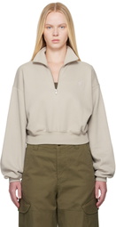 ÉTERNE Gray Cropped Half-Zip Sweatshirt