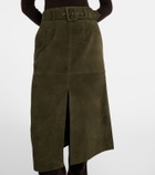 Veronica Beard Alexie belted suede midi skirt