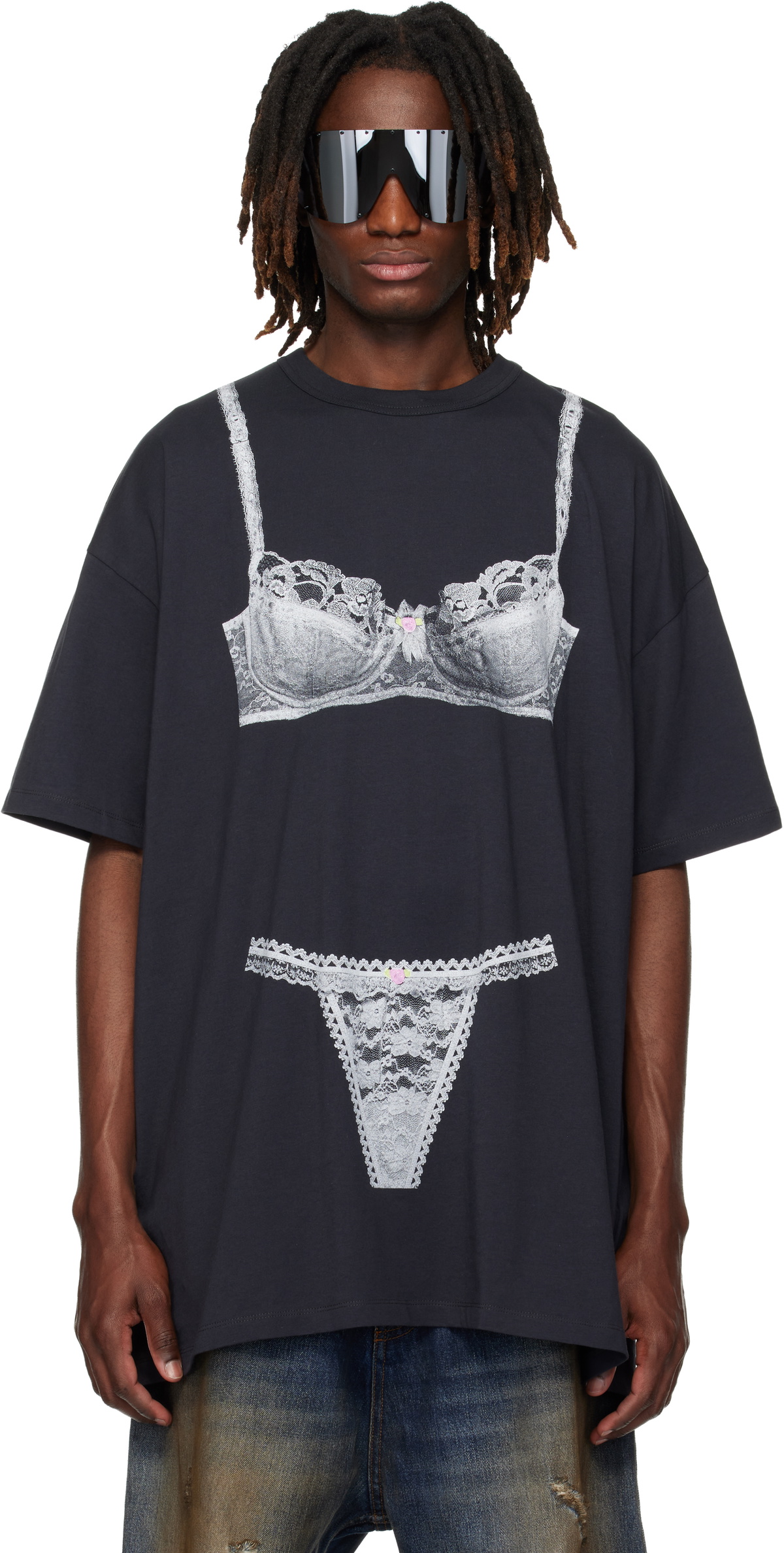 VAQUERA Black Trompe l'Oeil Tall T-shirt