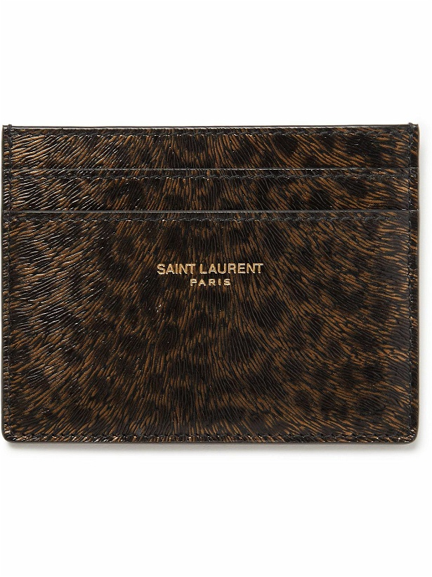 Photo: SAINT LAURENT - Leopard-Print Glossed Textured-Leather Cardholder