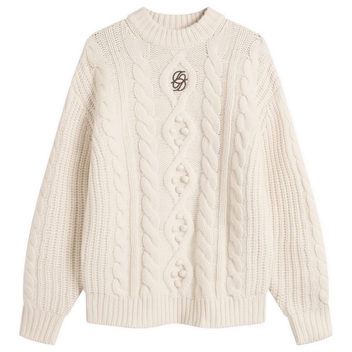 Photo: Drôle de Monsieur Men's Drole De Monsieur Cable Knit Jumper in Off White