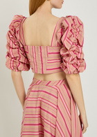 Thierry Colson Misia Striped Puff Sleeve Cotton top Pink