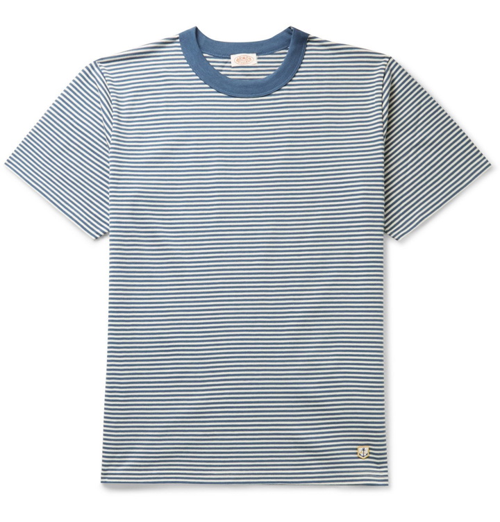 Photo: Armor Lux - Striped Cotton-Jersey T-Shirt - Blue
