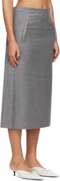 Pushbutton Gray Side Folded Midi Skirt