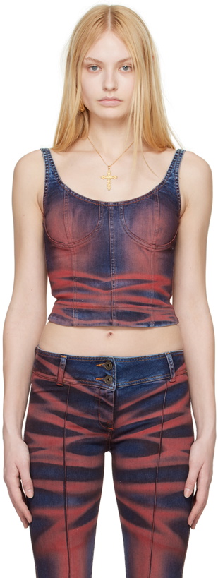 Photo: KNWLS Red & Navy Harley Denim Tank Top