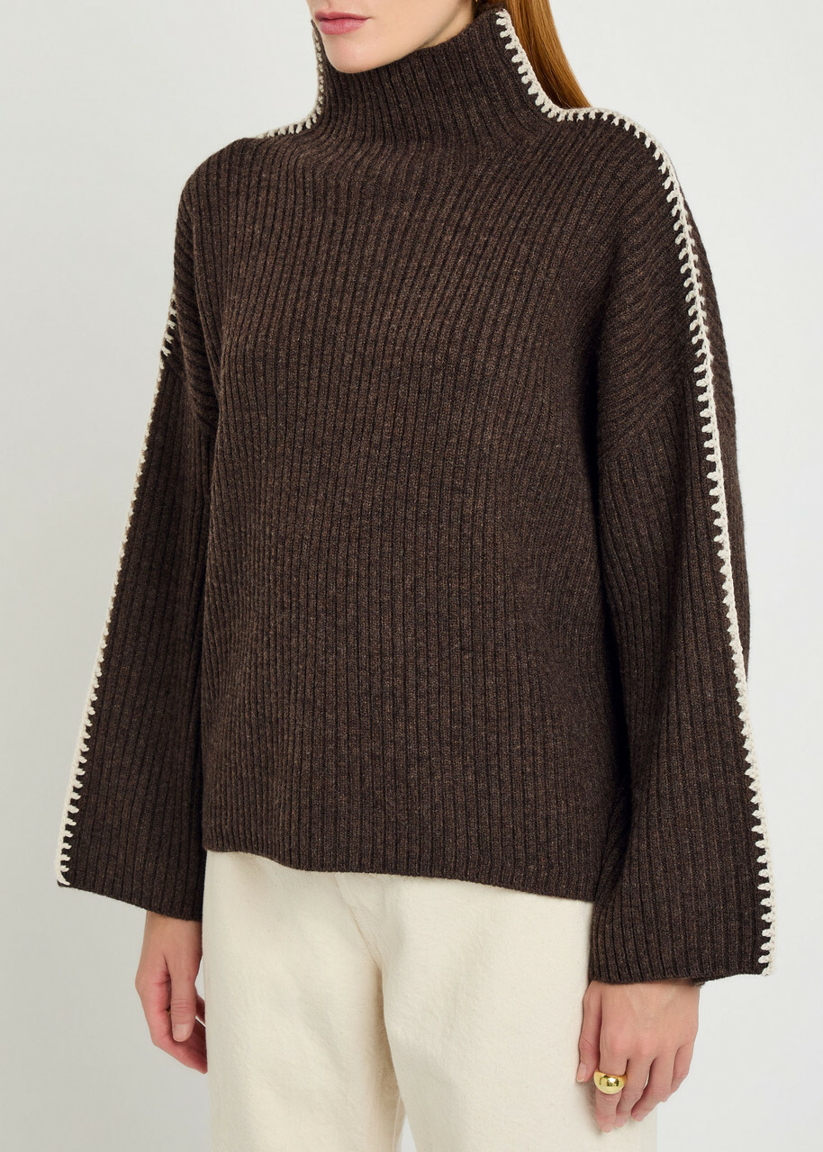 Rag & Bone Ingrid Ribbed Wool Jumper Brown