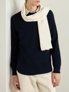 MILES LEON - Brazee Striped Tumbled Cotton and Linen-Blend Scarf