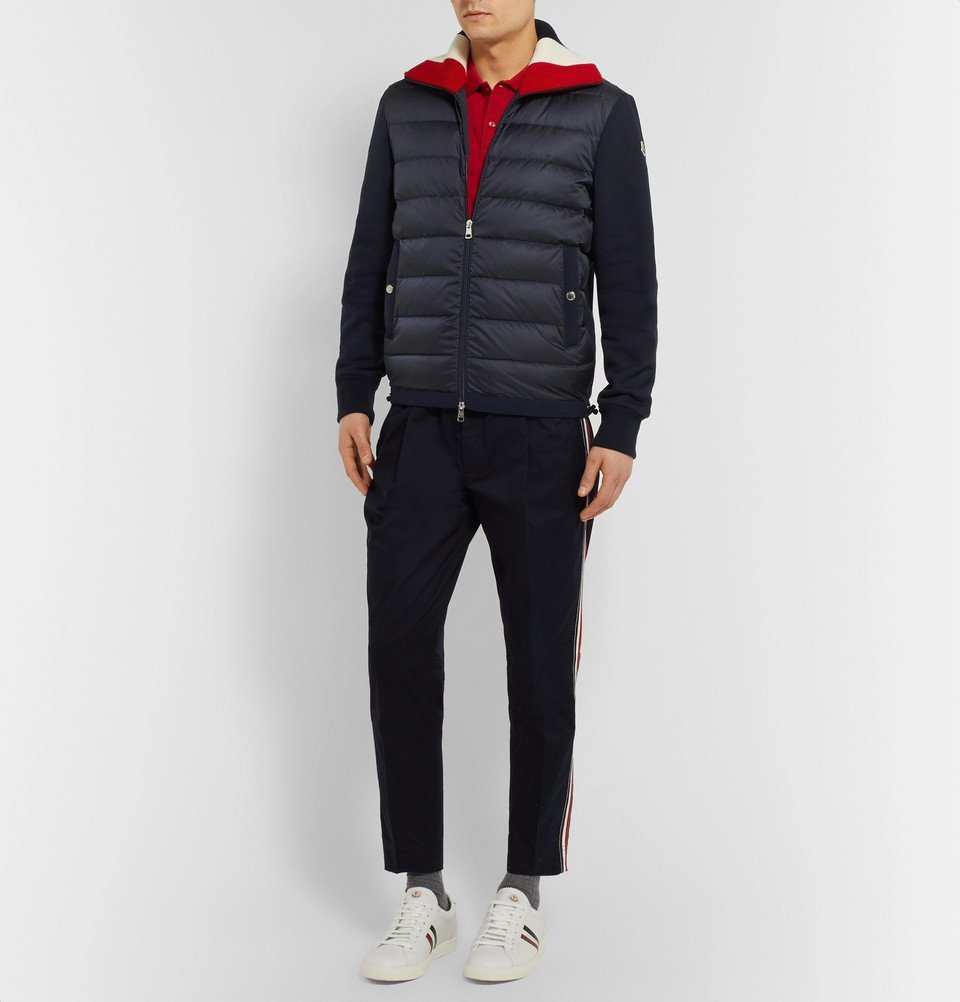 Quilted Shell-Panelled Jersey Hooded Down Jacket