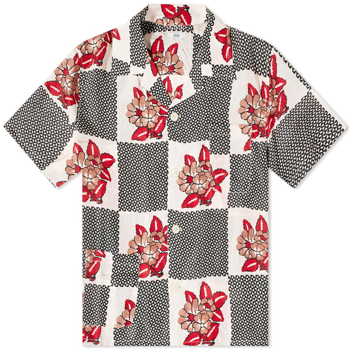 Photo: Bode Men's Checker Bloom Vacation Shirt in Black/Multi