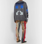 Off-White - Logo-Print Mohair-Blend Sweater - Gray