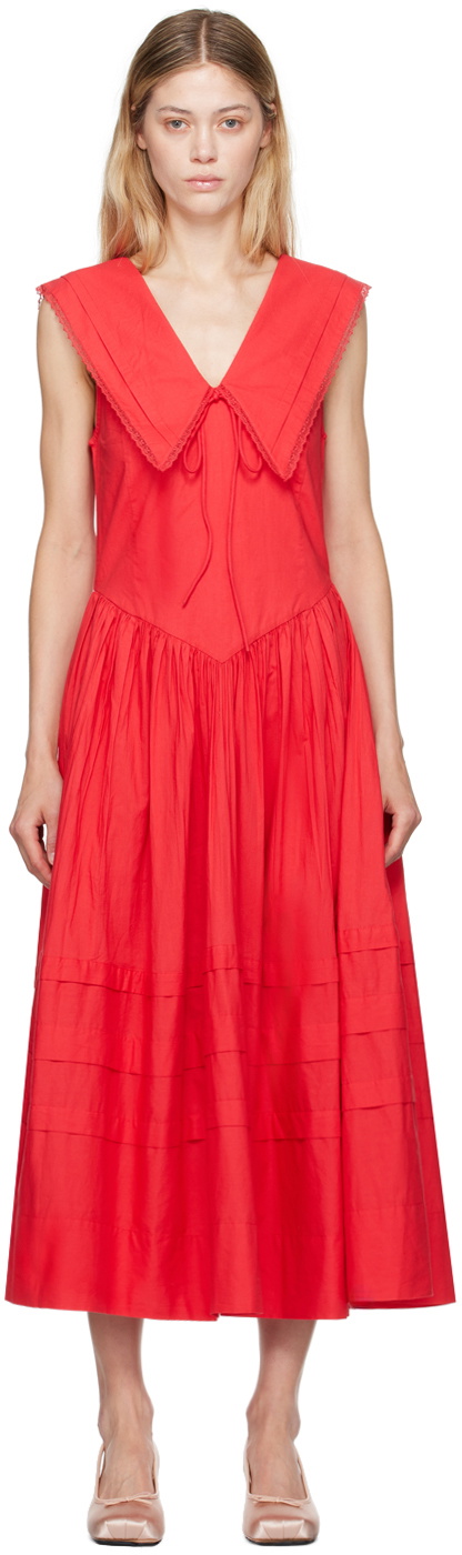 Sandy Liang Red Opa Midi Dress