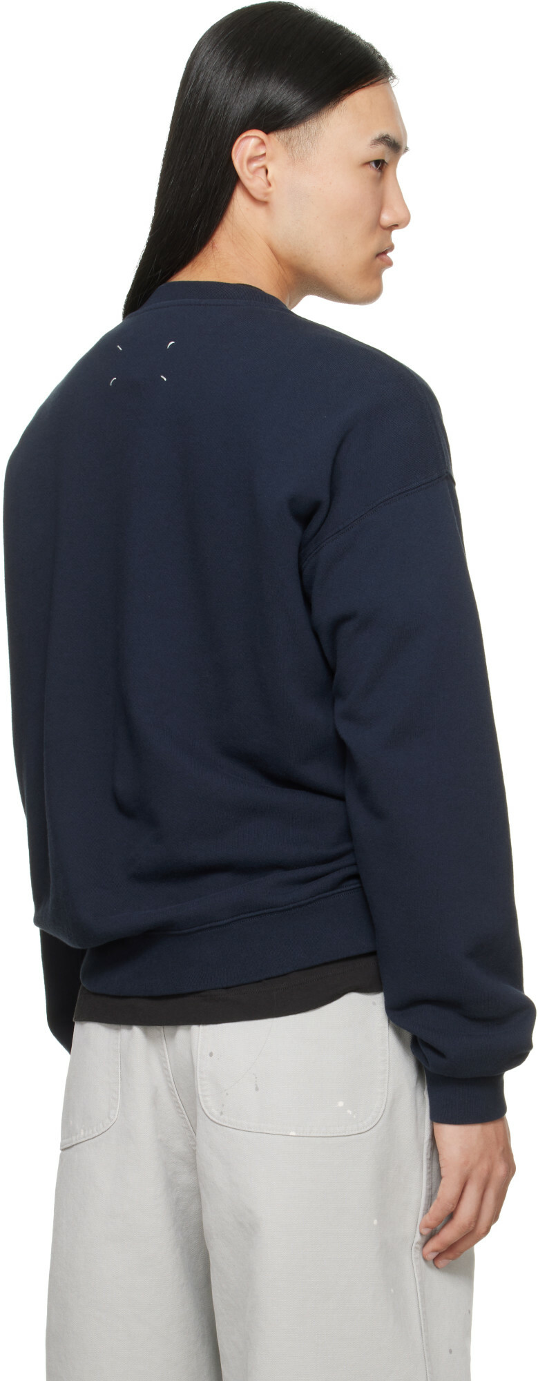 Maison Margiela Navy Double-Layer Cotton Sweatshirt