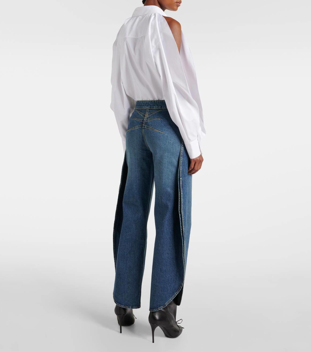 Alaïa Petal high-rise barrel-leg jeans ALAÏA
