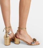 Aquazzura Papillon appliqué metallic leather sandals