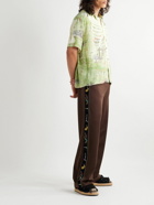 KAPITAL - Kamehameha Convertible-Collar Printed Crepe Shirt - Green