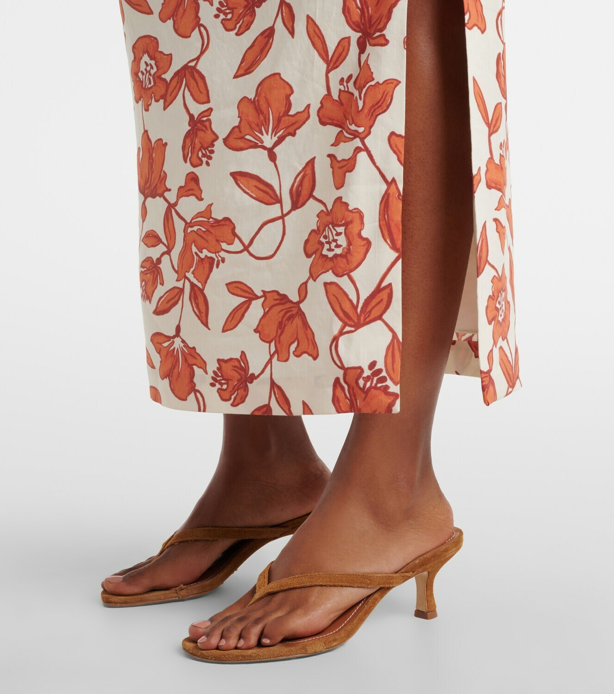 SIR Chloe one-shoulder floral linen-blend midi dress