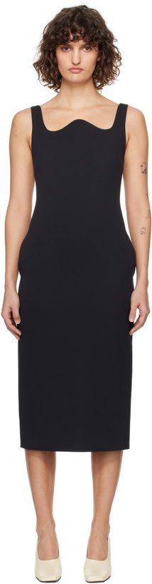 Photo: RECTO Black RC Signature Curved Neck Midi Dress