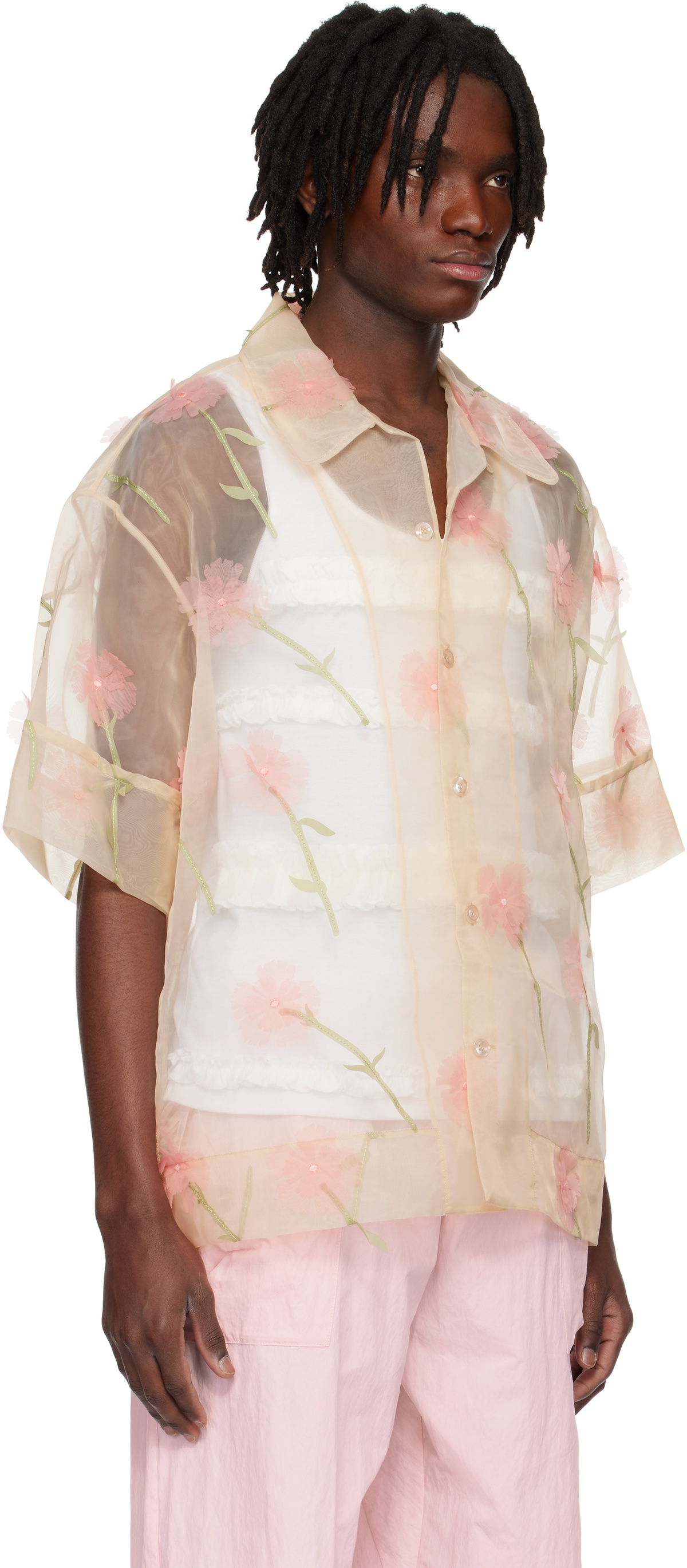 Simone Rocha Beige Carnation Organza Boxy Shirt Simone Rocha