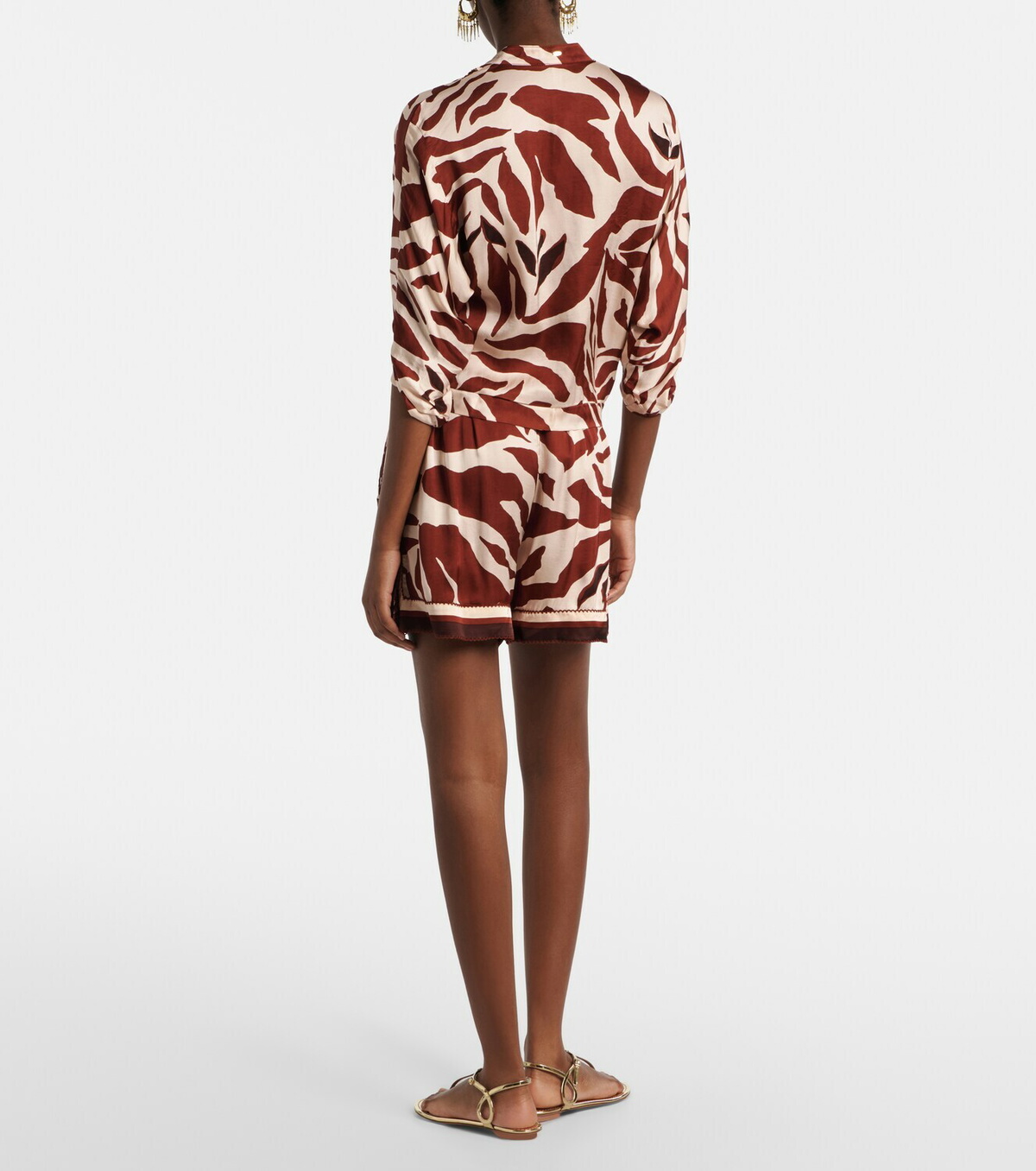 Poupette St Barth Isabelle printed satin shorts