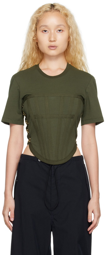 Photo: Dion Lee SSENSE Exclusive Green Corset T-Shirt