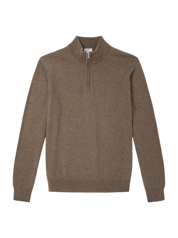 Photo: Sunspel - Cashmere Half-Zip Sweater - Brown