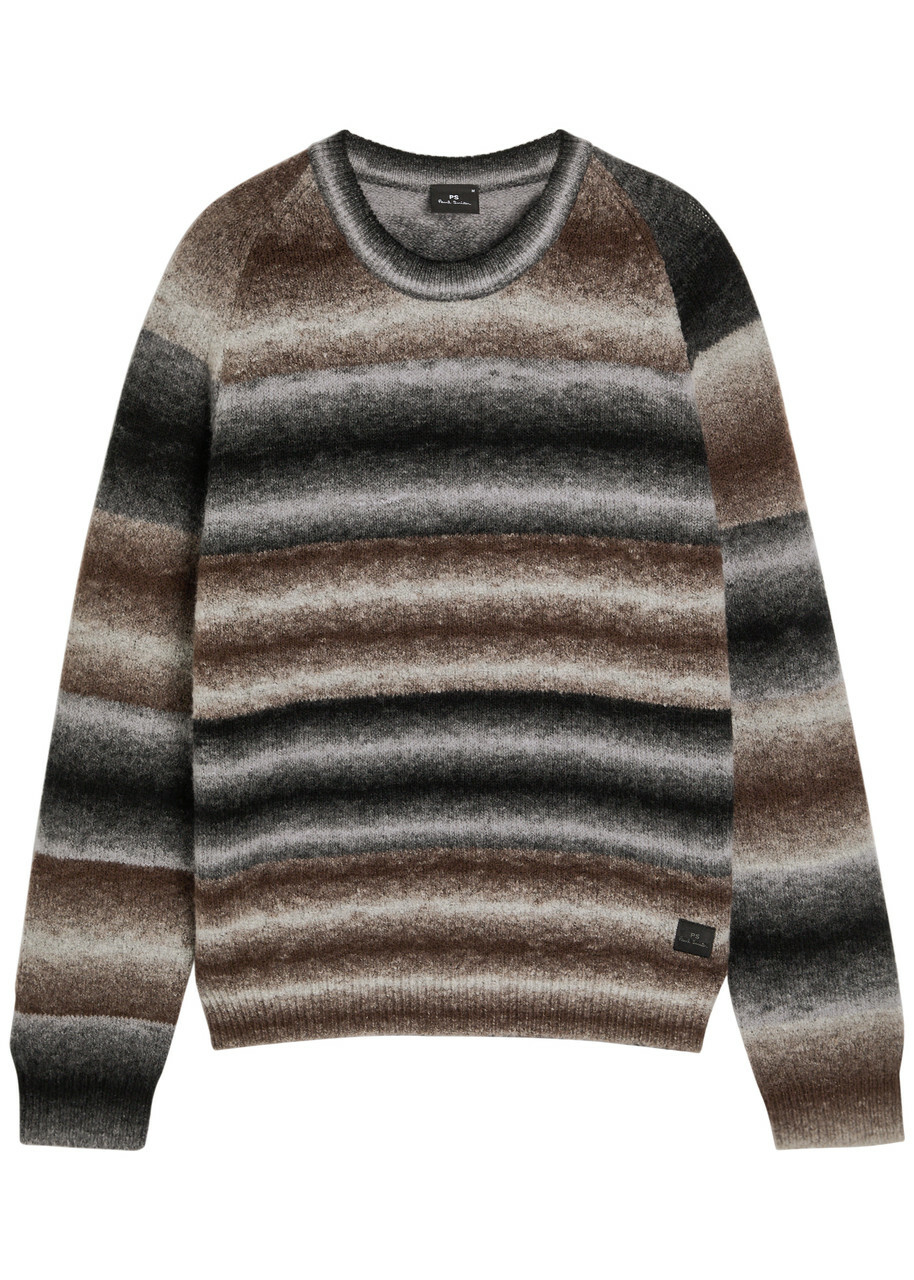 PS Paul Smith Striped Merino Wool-blend Jumper Black